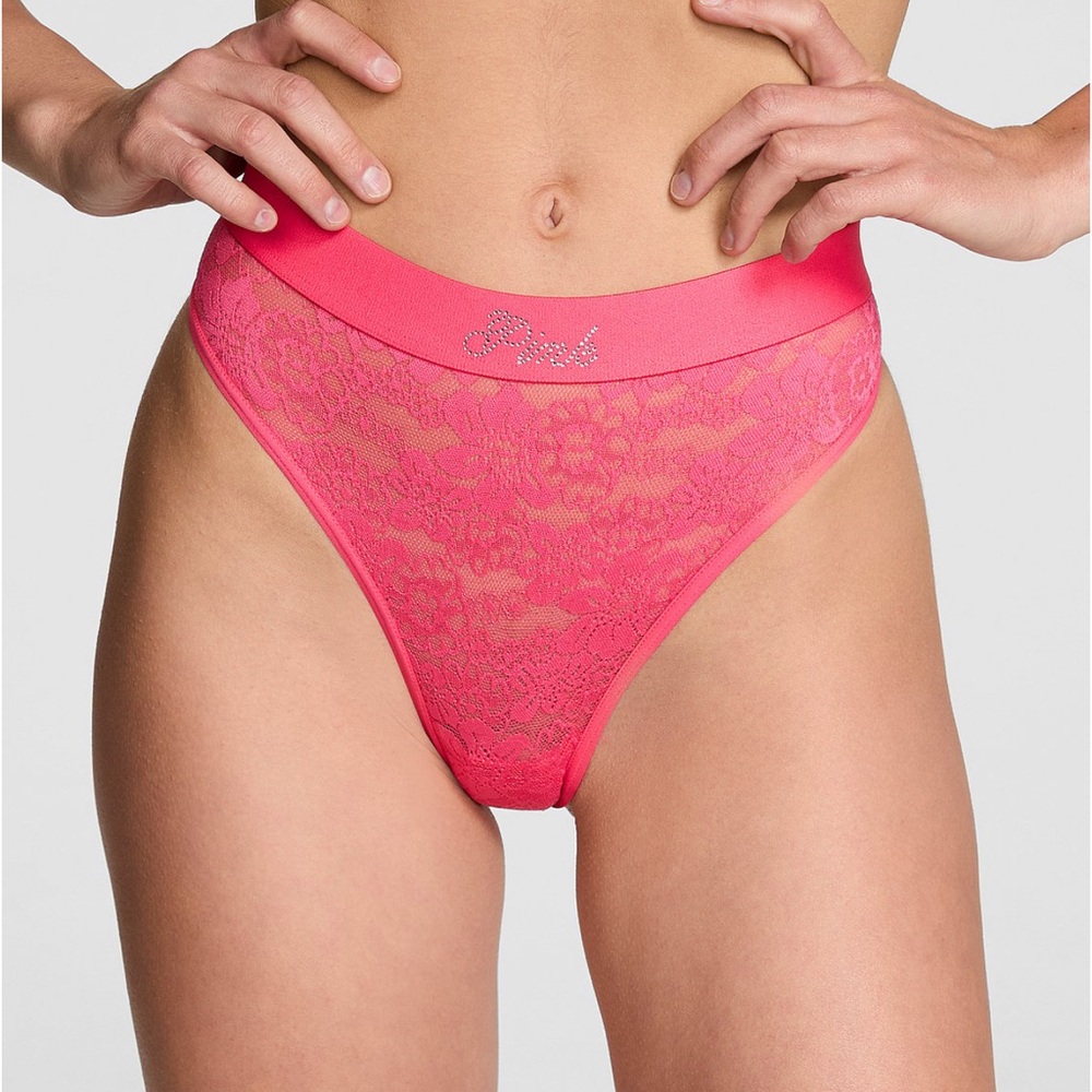 VS PINK BLING LACIE LOGO BRAZILIAN PANTY XL NWT
